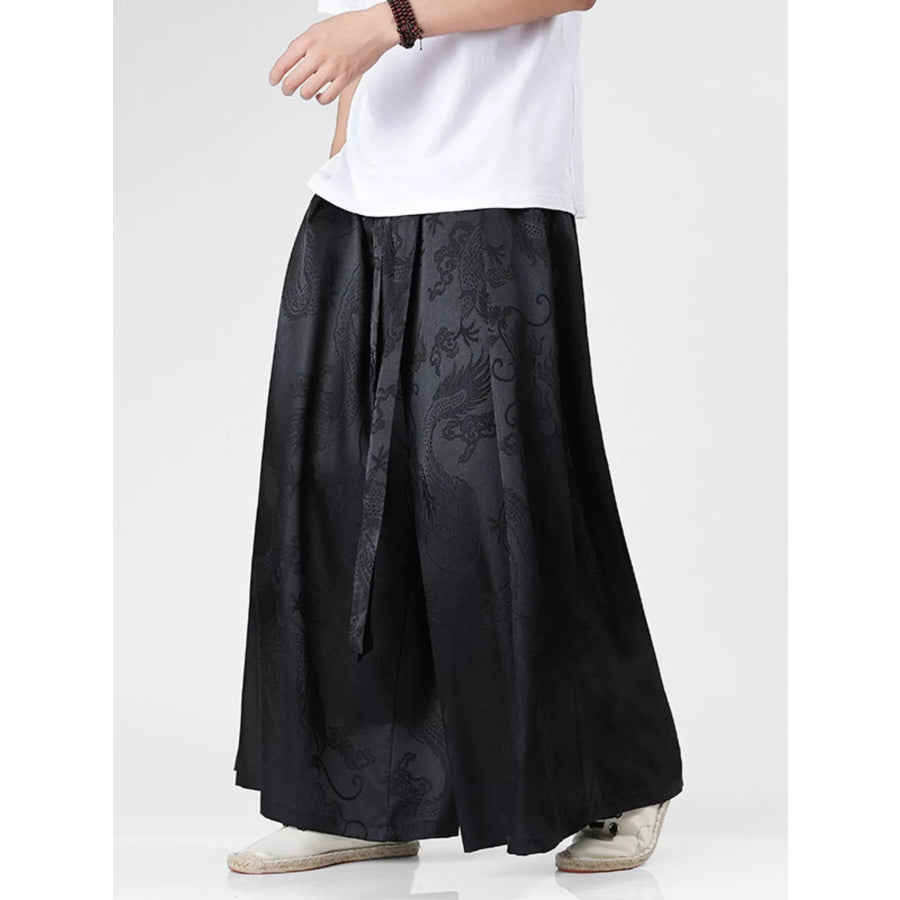 Men’s Plus Size Dragon Pattern Wide Leg Pants Apparel and Accessories