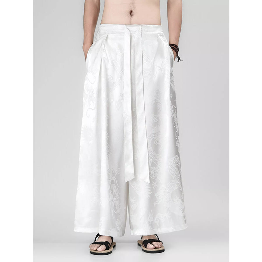 Men’s Plus Size Dragon Pattern Wide Leg Pants Apparel and Accessories