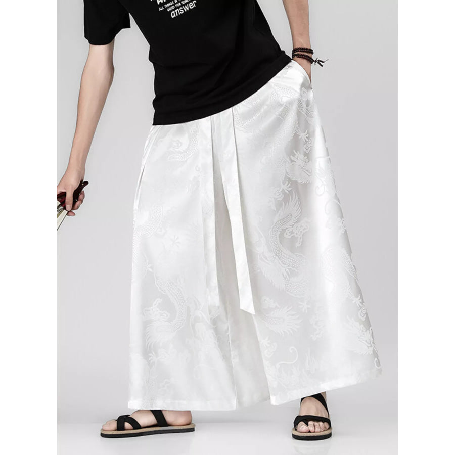 Men’s Plus Size Dragon Pattern Wide Leg Pants Apparel and Accessories