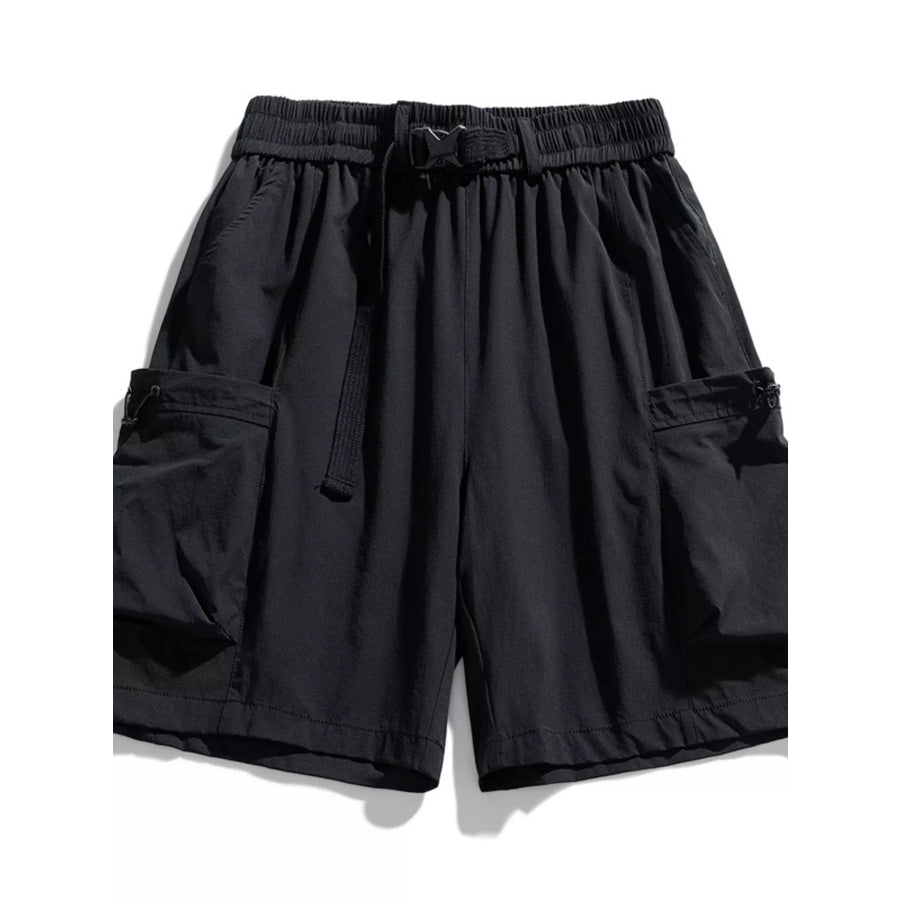 Men’s Plus Size Drawstring Cargo Shorts Black / M Apparel and Accessories