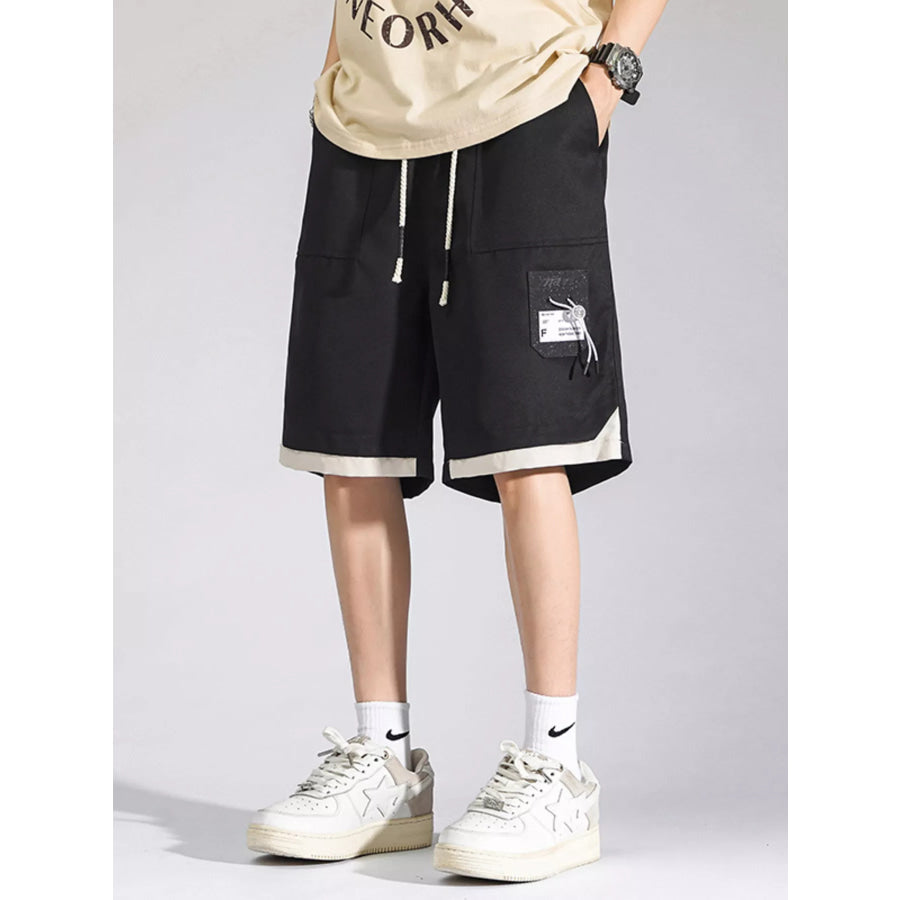Men’s Plus Size Drawstring Casual Cargo Shorts Black / M Apparel and Accessories