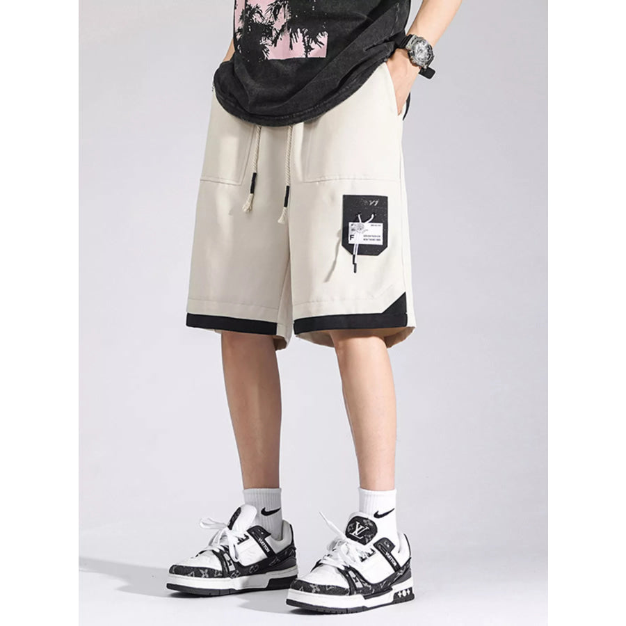 Men’s Plus Size Drawstring Casual Cargo Shorts Cream / M Apparel and Accessories