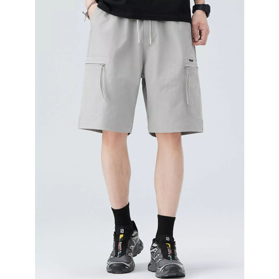 Men’s Plus Size Drawstring Casual Cargo Shorts Light Gray / M Apparel and Accessories