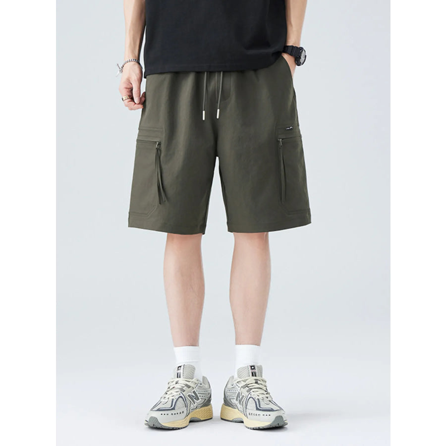 Men’s Plus Size Drawstring Casual Cargo Shorts Military Green / M Apparel and Accessories