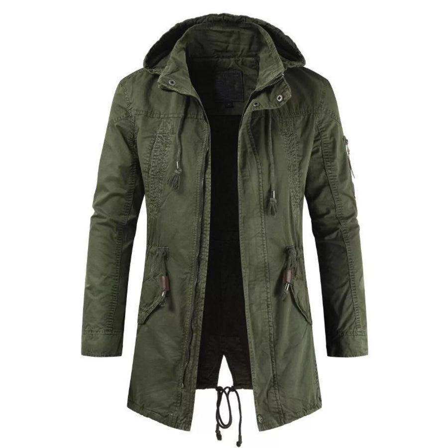 Men’s Plus Size Drawstring Casual Hooded Parka Coat Army Green / M Apparel and Accessories