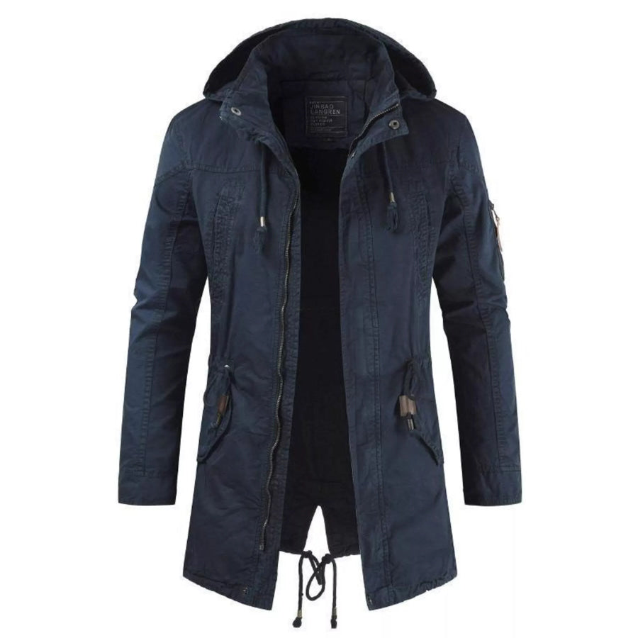 Men’s Plus Size Drawstring Casual Hooded Parka Coat Dark Blue / M Apparel and Accessories