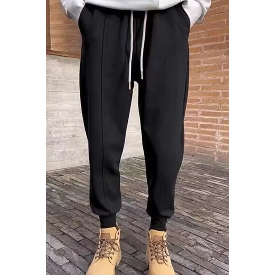 Men’s Plus Size Drawstring Loose Fit Joggers Black / M Apparel and Accessories