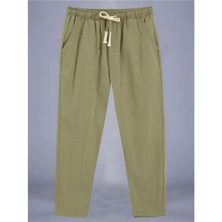 Men’s Plus Size Drawstring Loose Fit Pants Army Green / M Apparel and Accessories