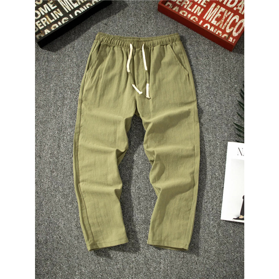Men’s Plus Size Drawstring Loose Fit Pants Army Green / M Apparel and Accessories