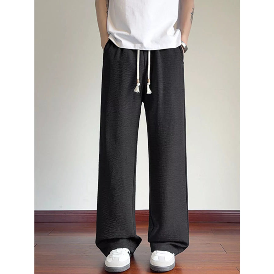 Men’s Plus Size Drawstring Loose Fit Pants Black / M Apparel and Accessories
