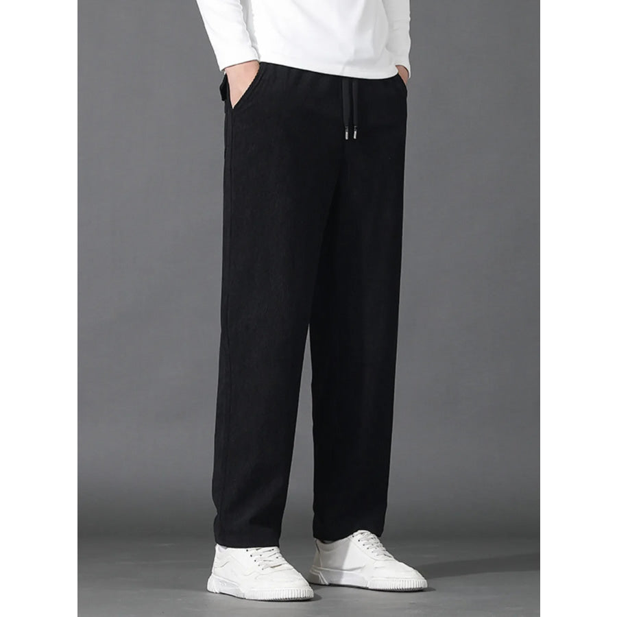 Men’s Plus Size Drawstring Loose Fit Pants Black / M Apparel and Accessories