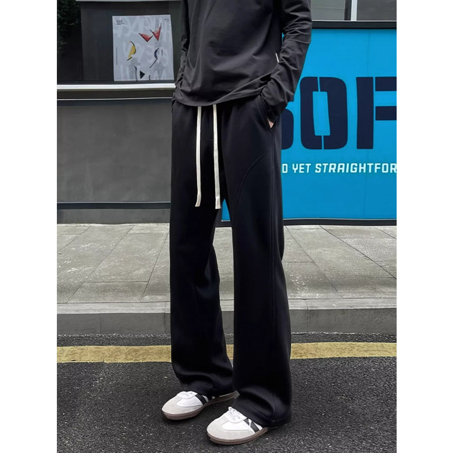 Men’s Plus Size Drawstring Loose Fit Pants Black / M Apparel and Accessories