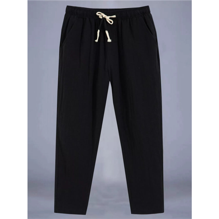 Men’s Plus Size Drawstring Loose Fit Pants Black / M Apparel and Accessories