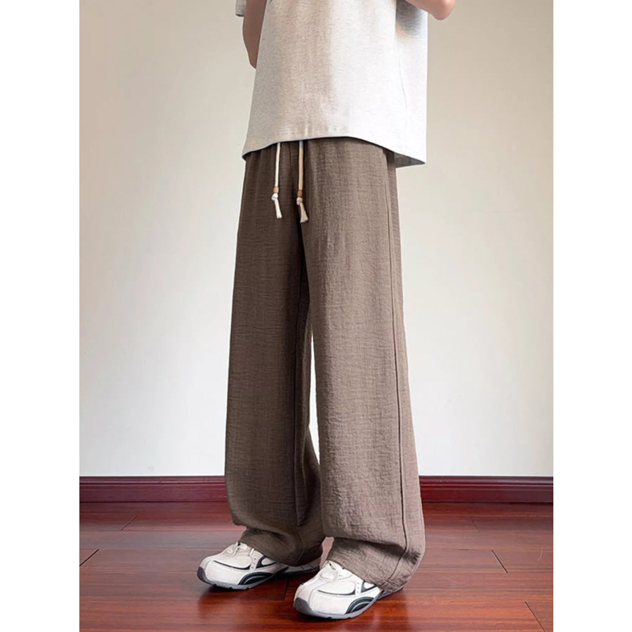 Men’s Plus Size Drawstring Loose Fit Pants Brown / M Apparel and Accessories