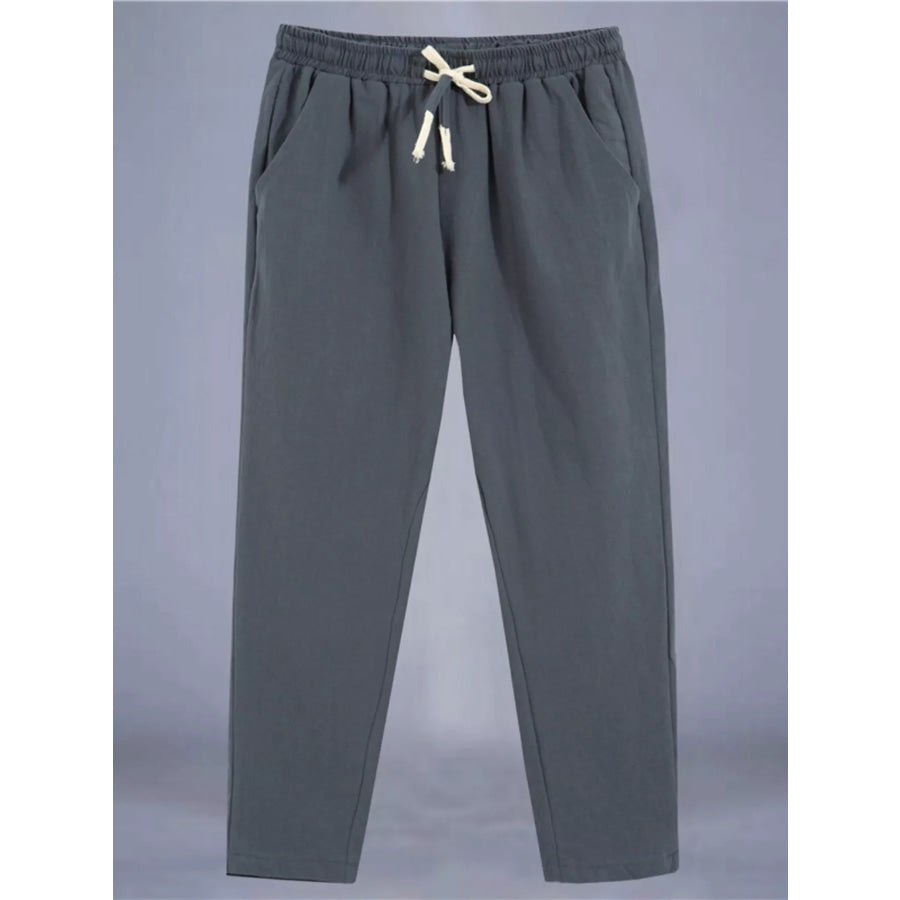 Men’s Plus Size Drawstring Loose Fit Pants Dark Gray / M Apparel and Accessories
