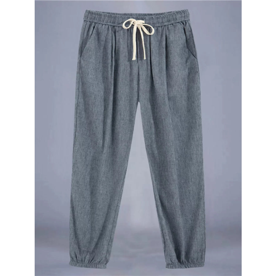 Men’s Plus Size Drawstring Loose Fit Pants Grey / M Apparel and Accessories