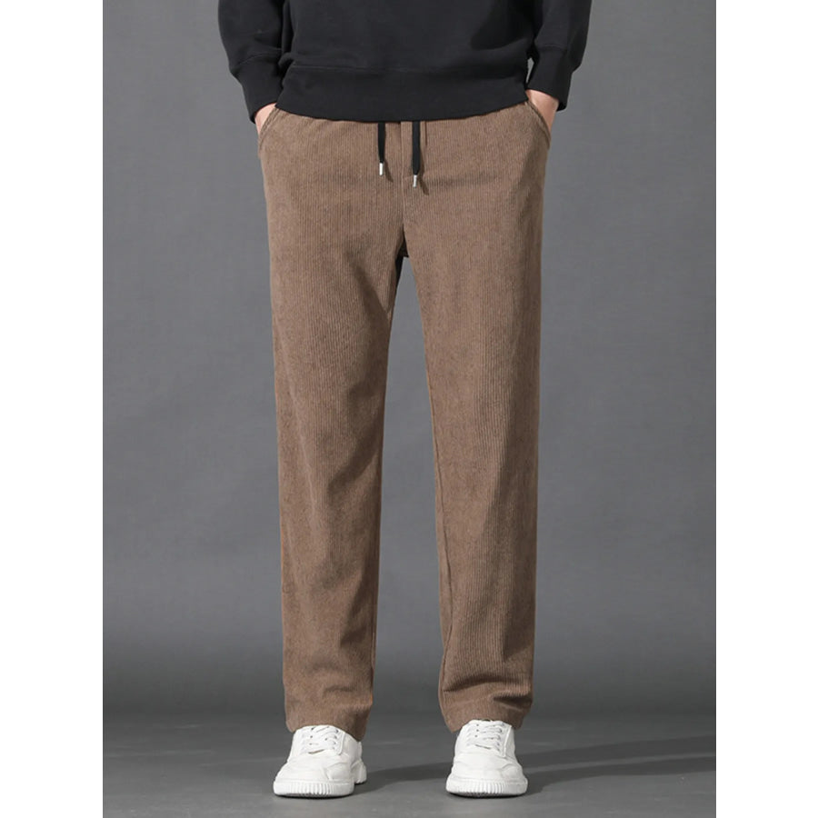 Men’s Plus Size Drawstring Loose Fit Pants Khaki / M Apparel and Accessories