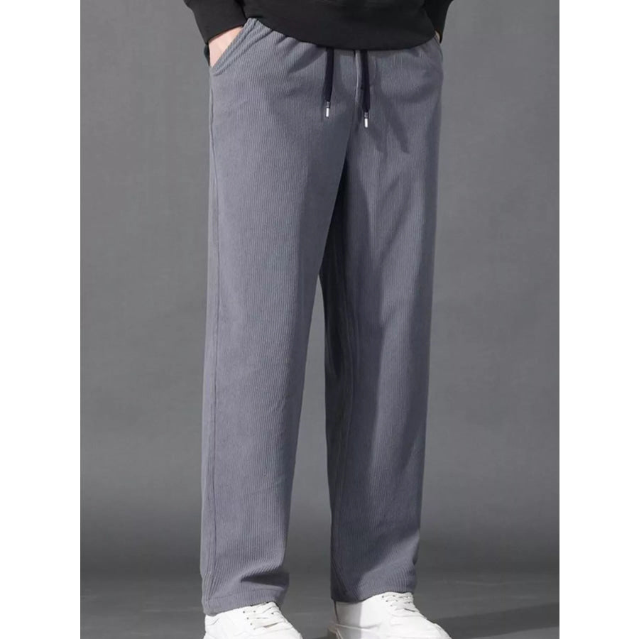 Men’s Plus Size Drawstring Loose Fit Pants Light Gray / M Apparel and Accessories