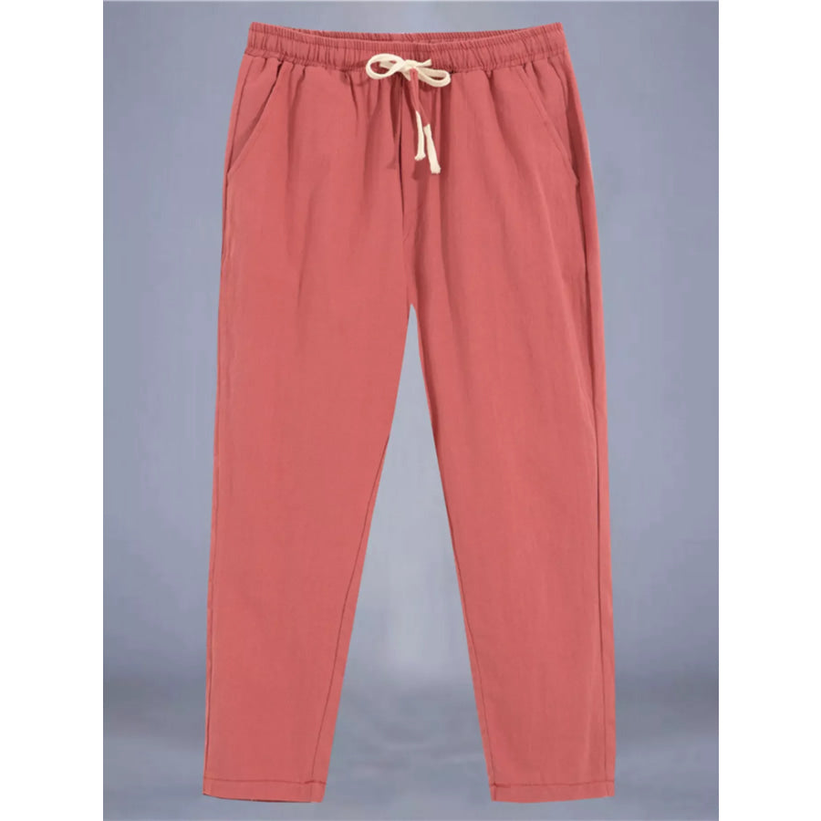 Men’s Plus Size Drawstring Loose Fit Pants Red / M Apparel and Accessories