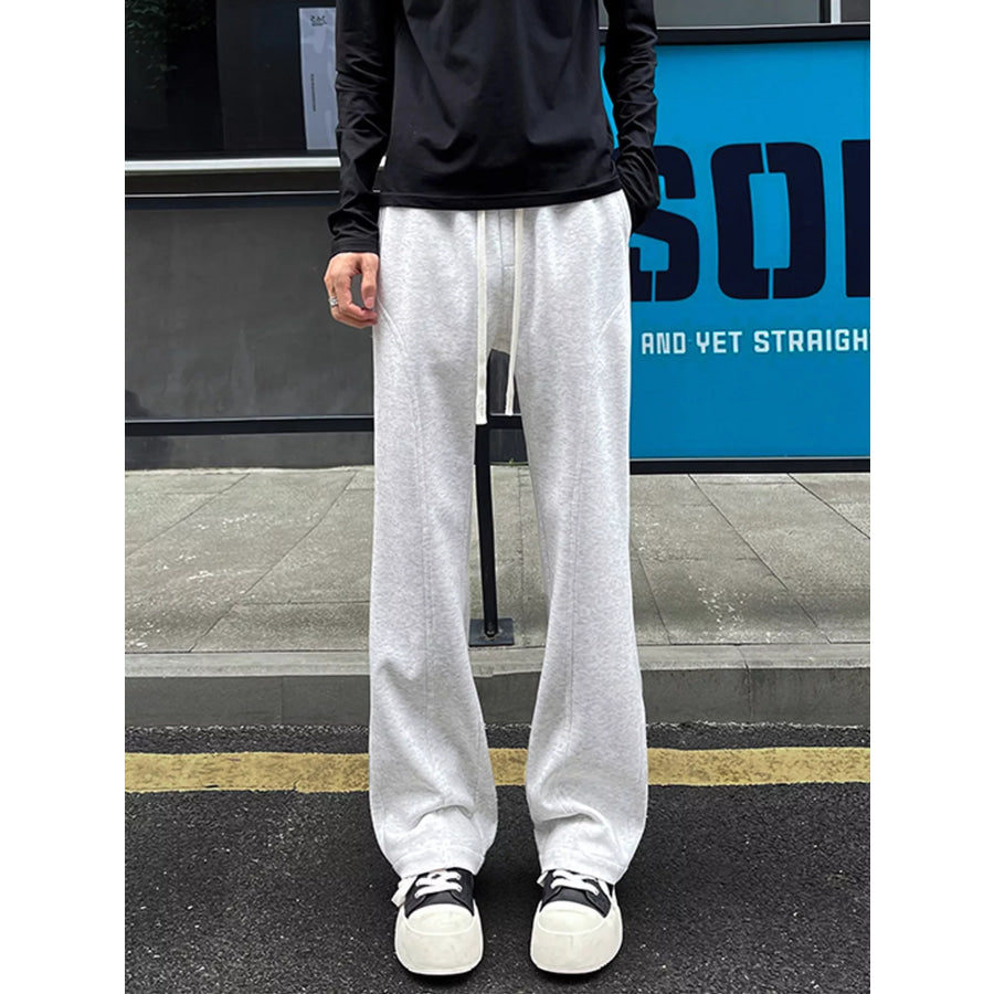 Men’s Plus Size Drawstring Loose Fit Pants White Gray / M Apparel and Accessories