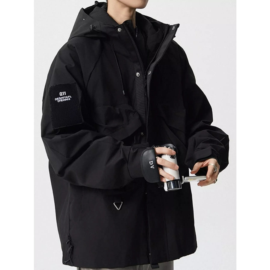 Men’s Plus Size Drawstring Multi-Pocket Hooded Jacket Apparel and Accessories