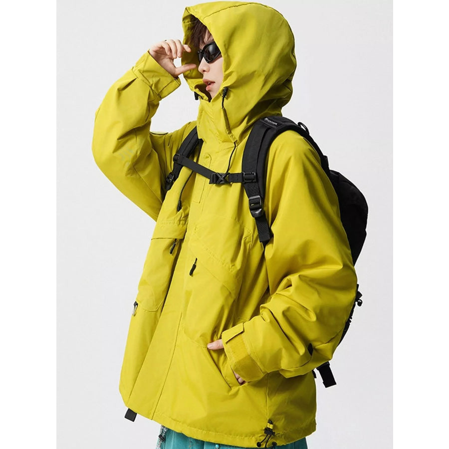 Men’s Plus Size Drawstring Multi-Pocket Hooded Jacket Apparel and Accessories