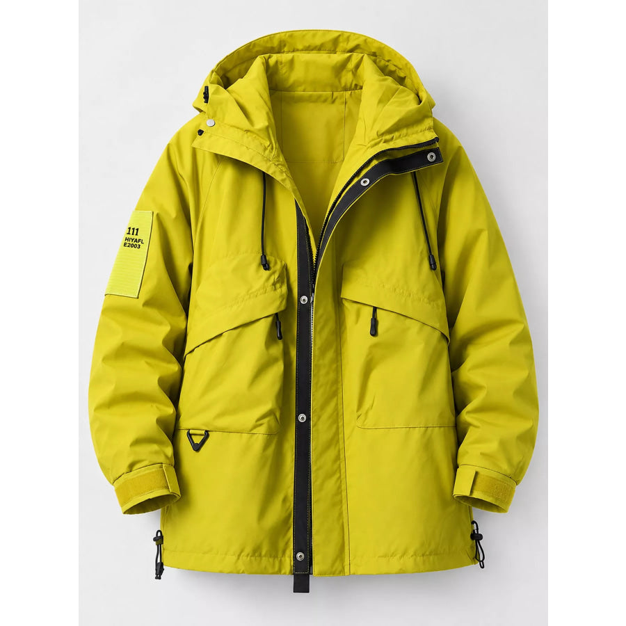 Men’s Plus Size Drawstring Multi-Pocket Hooded Jacket Apparel and Accessories