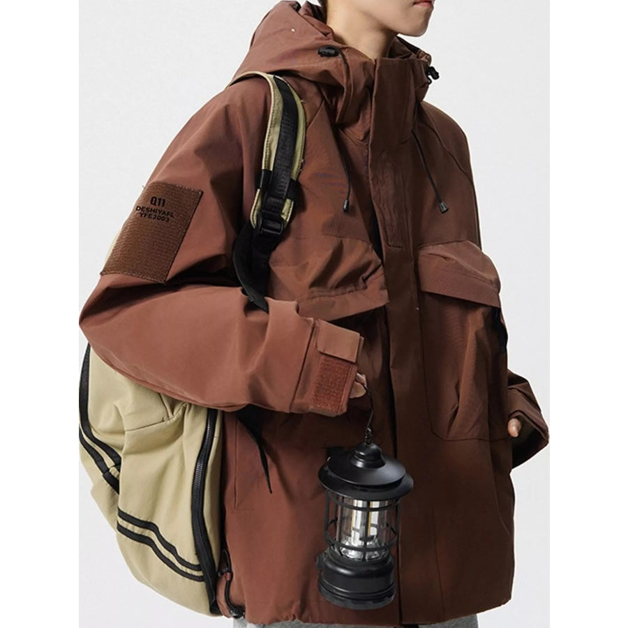 Men’s Plus Size Drawstring Multi-Pocket Hooded Jacket Apparel and Accessories