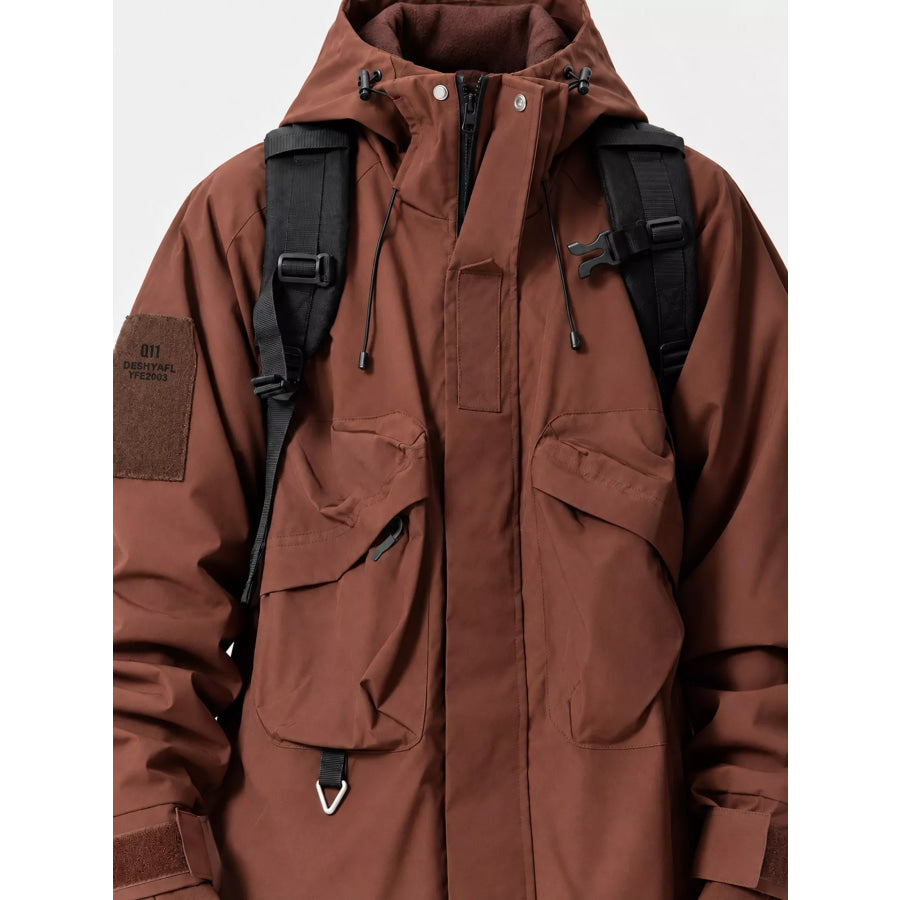 Men’s Plus Size Drawstring Multi-Pocket Hooded Jacket Apparel and Accessories