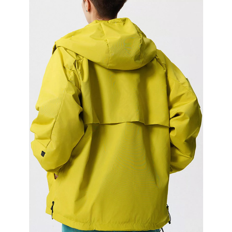Men’s Plus Size Drawstring Multi-Pocket Hooded Jacket Apparel and Accessories