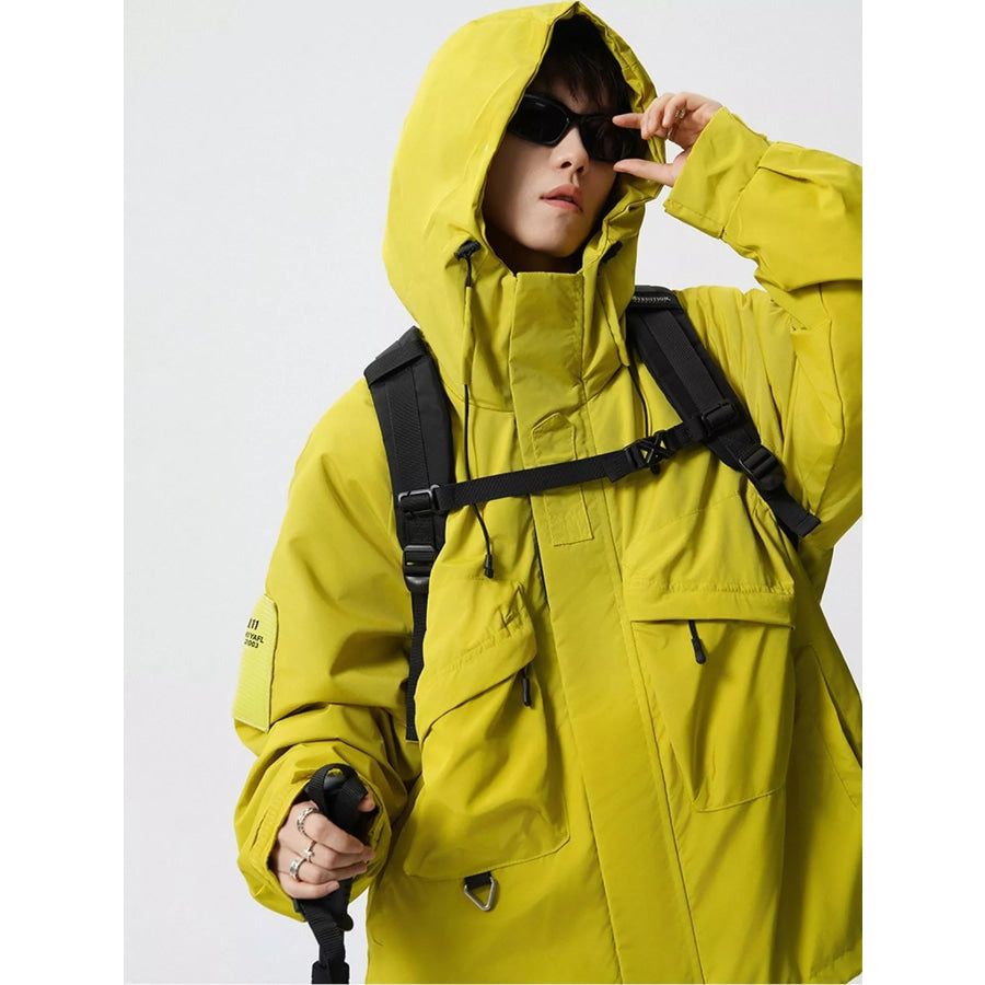 Men’s Plus Size Drawstring Multi-Pocket Hooded Jacket Apparel and Accessories