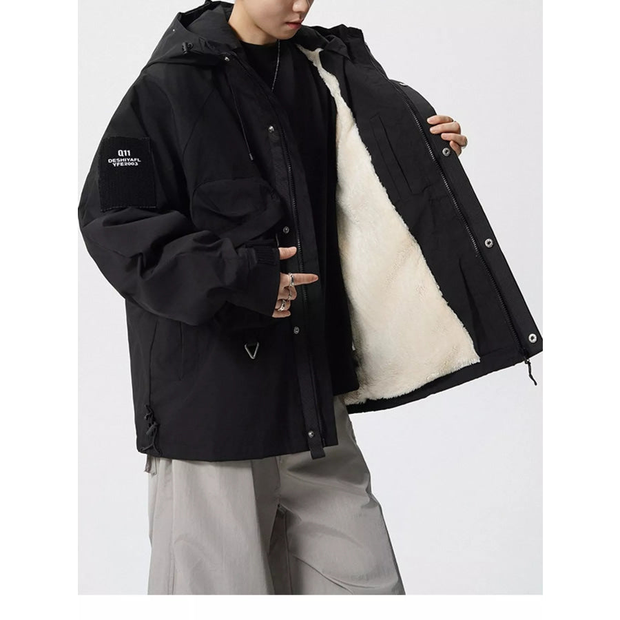 Men’s Plus Size Drawstring Multi-Pocket Hooded Jacket Apparel and Accessories