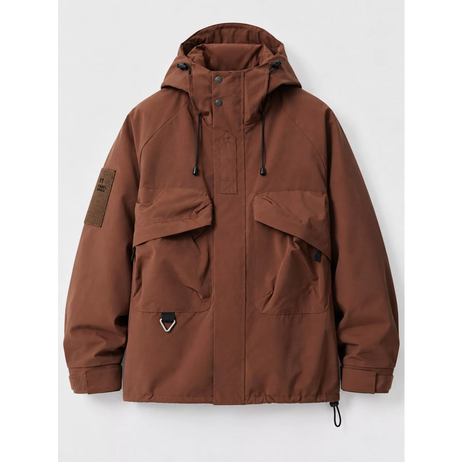 Men’s Plus Size Drawstring Multi-Pocket Hooded Jacket Apparel and Accessories