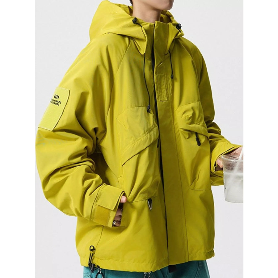 Men’s Plus Size Drawstring Multi-Pocket Hooded Jacket Apparel and Accessories