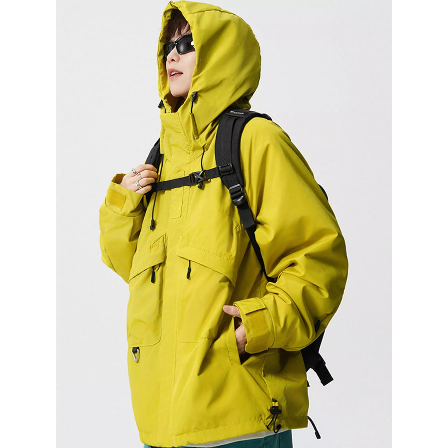 Men’s Plus Size Drawstring Multi-Pocket Hooded Jacket Apparel and Accessories