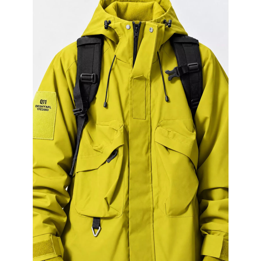 Men’s Plus Size Drawstring Multi-Pocket Hooded Jacket Apparel and Accessories