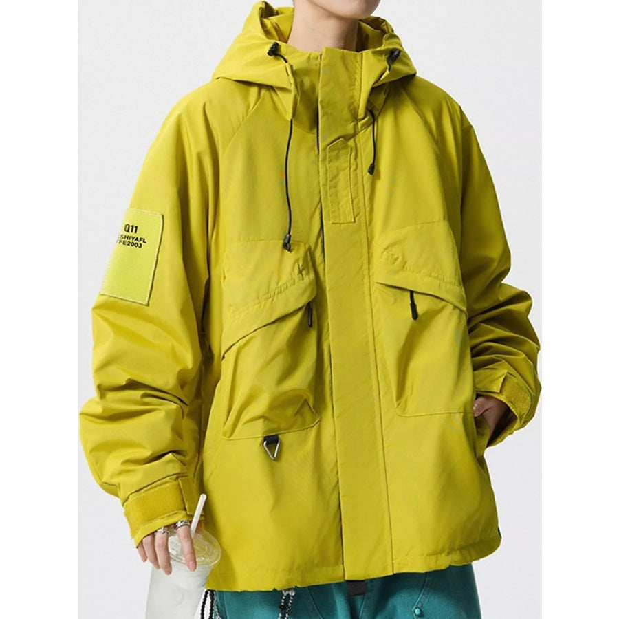 Men’s Plus Size Drawstring Multi-Pocket Hooded Jacket Apparel and Accessories