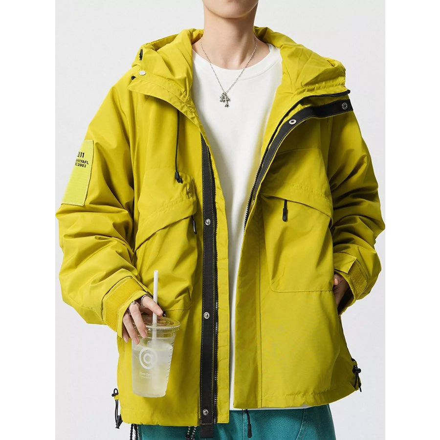 Men’s Plus Size Drawstring Multi-Pocket Hooded Jacket Green-Fleece-lined / M Apparel and Accessories
