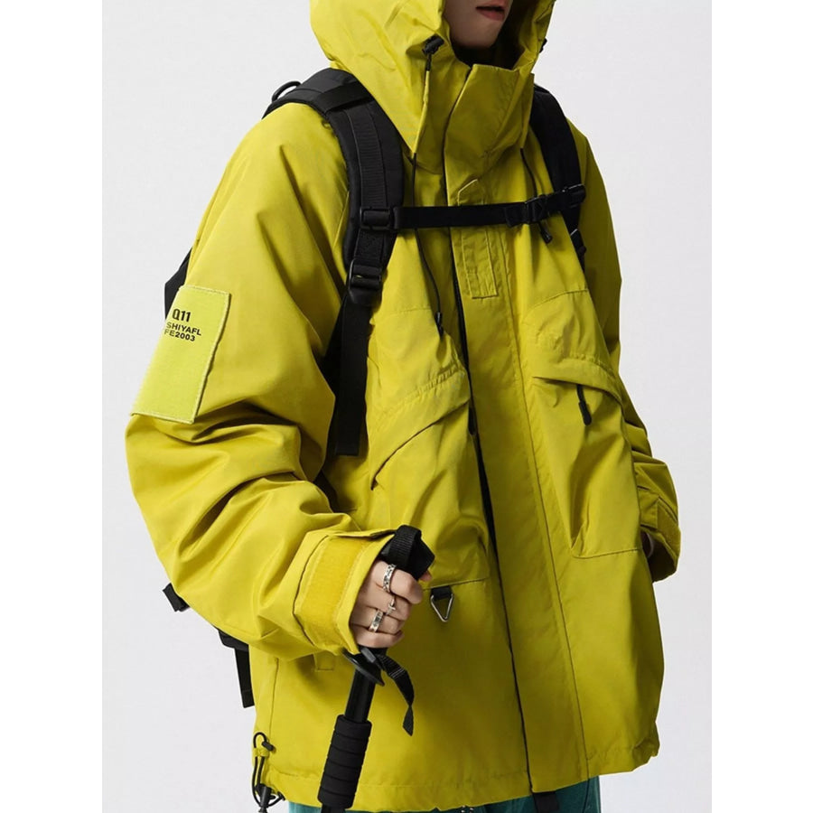Men’s Plus Size Drawstring Multi-Pocket Hooded Jacket Green-Regular / M Apparel and Accessories