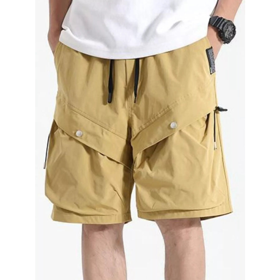 Men’s Plus Size Drawstring Pocketed Shorts Mustard / M Apparel and Accessories