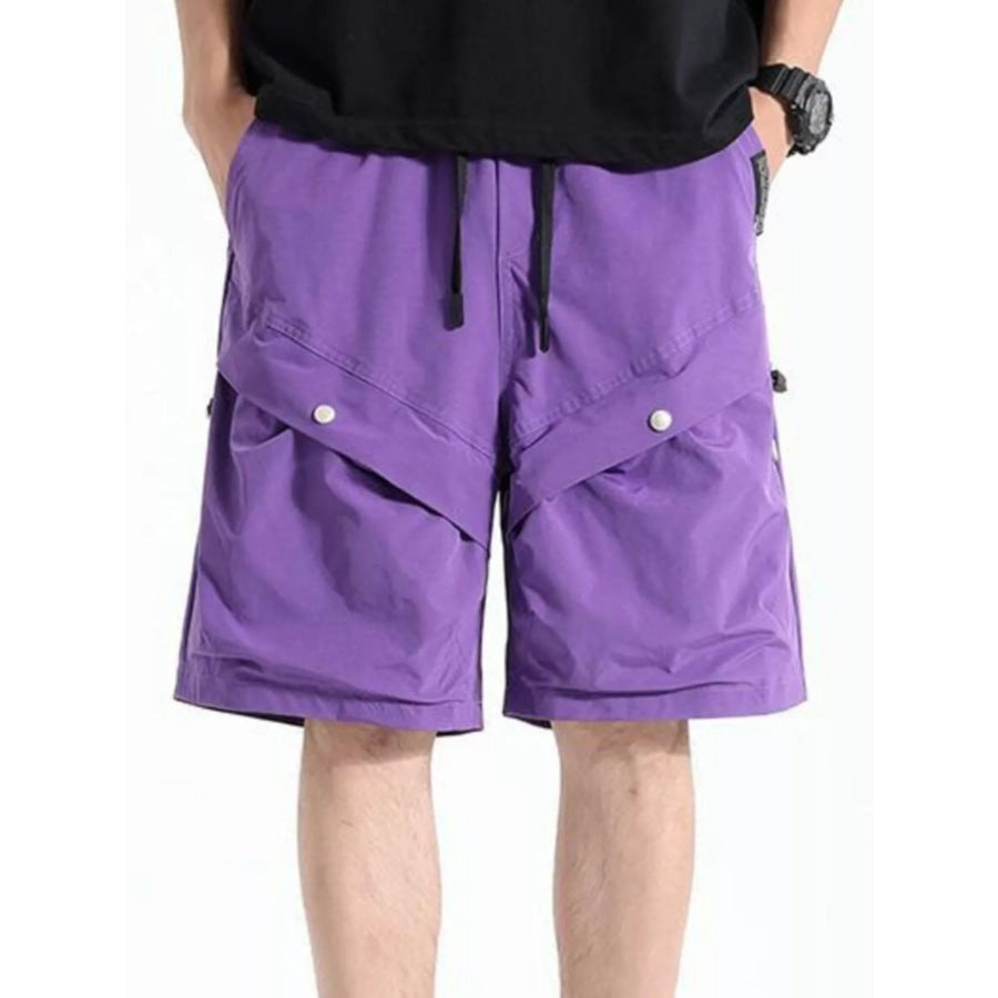 Men’s Plus Size Drawstring Pocketed Shorts Purple / M Apparel and Accessories