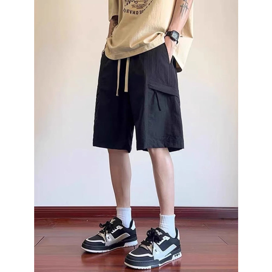 Men’s Plus Size Drawstring Relaxed Fit Cargo Shorts Black / M Apparel and Accessories