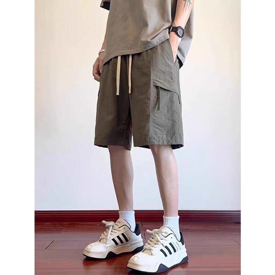 Men’s Plus Size Drawstring Relaxed Fit Cargo Shorts Green / M Apparel and Accessories