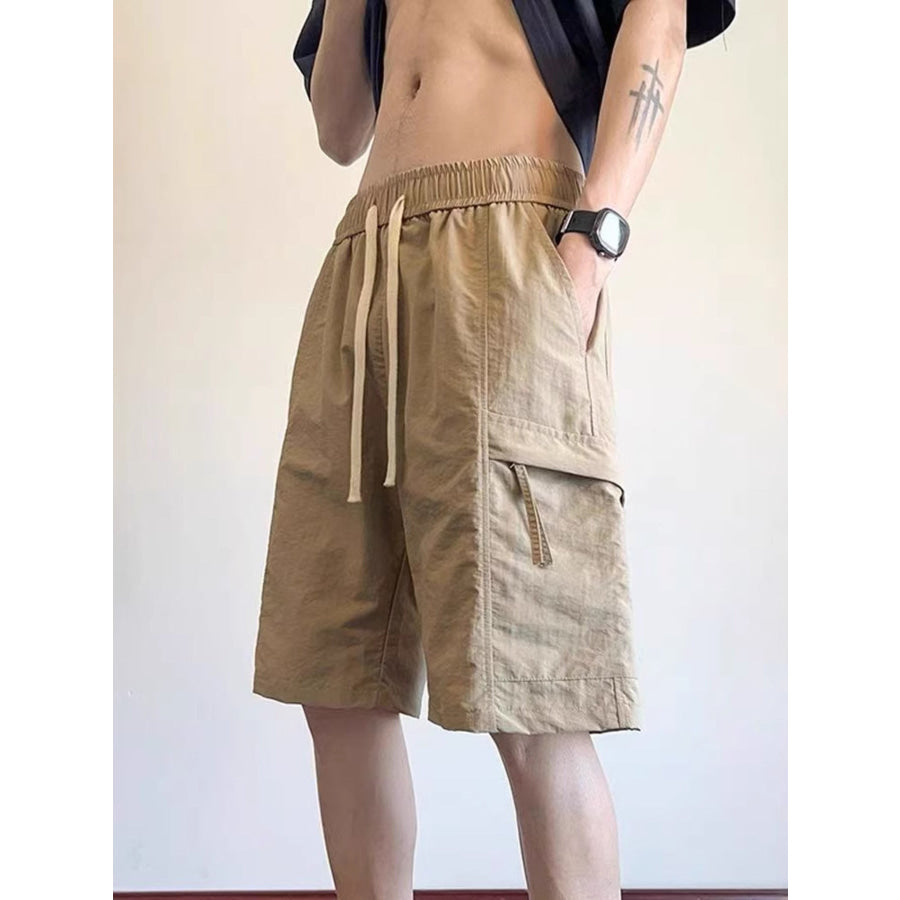 Men’s Plus Size Drawstring Relaxed Fit Cargo Shorts Khaki / M Apparel and Accessories