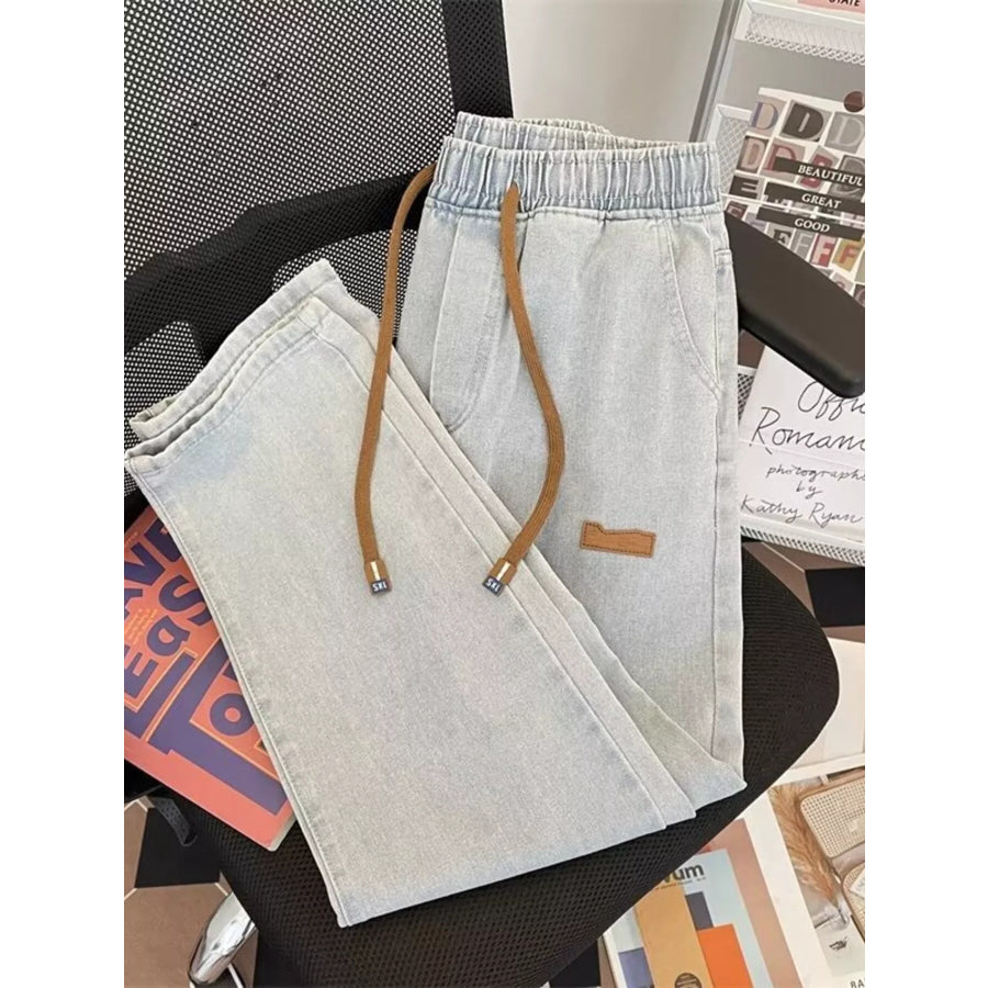 Men’s Plus Size Drawstring Wide Leg Jeans Apparel and Accessories