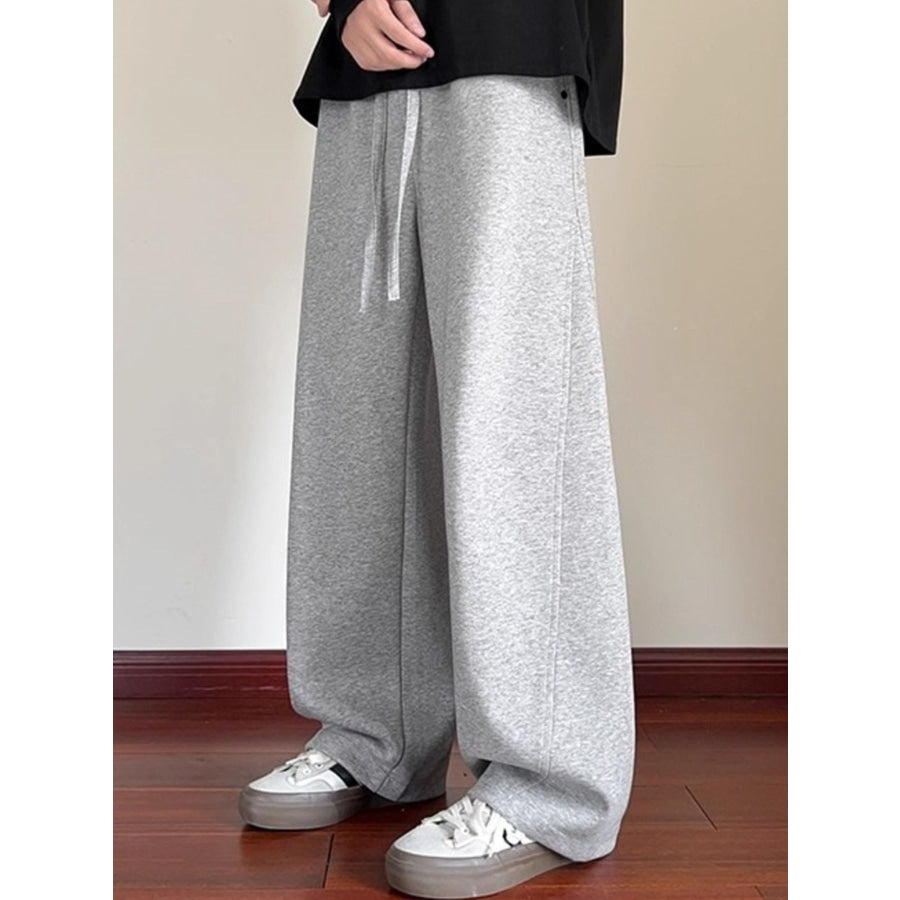 Men’s Plus Size Drawstring Wide Leg Pants Apparel and Accessories