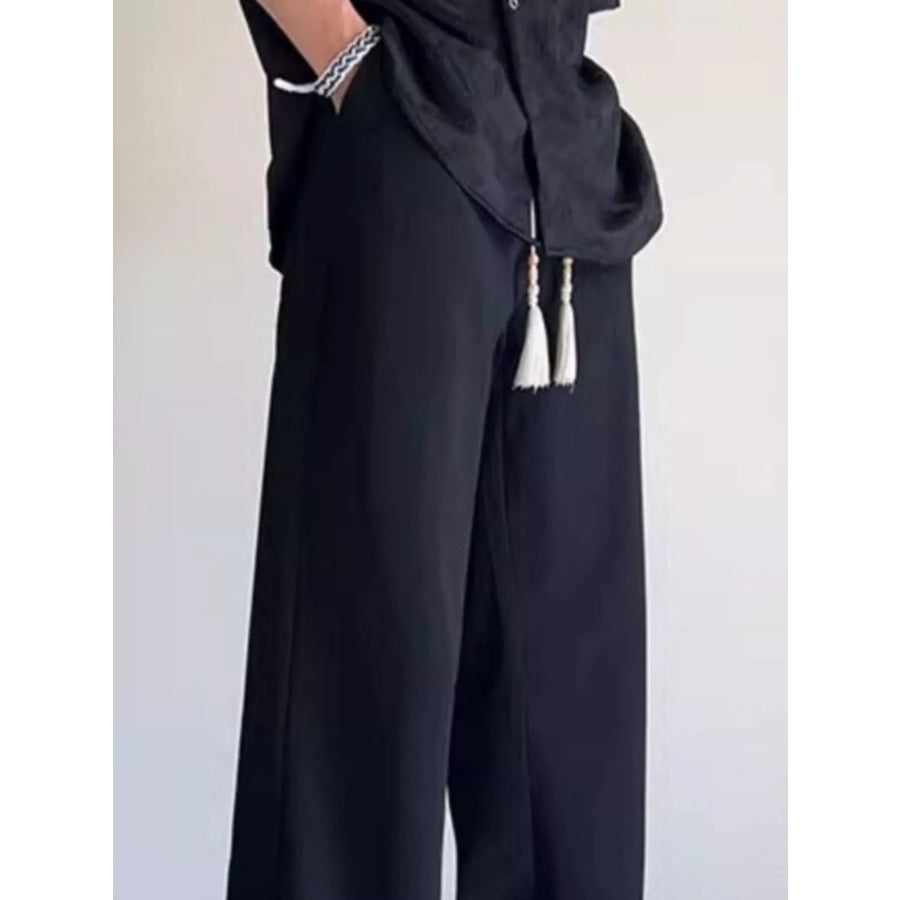 Men’s Plus Size Drawstring Wide Leg Pants Black / M Apparel and Accessories