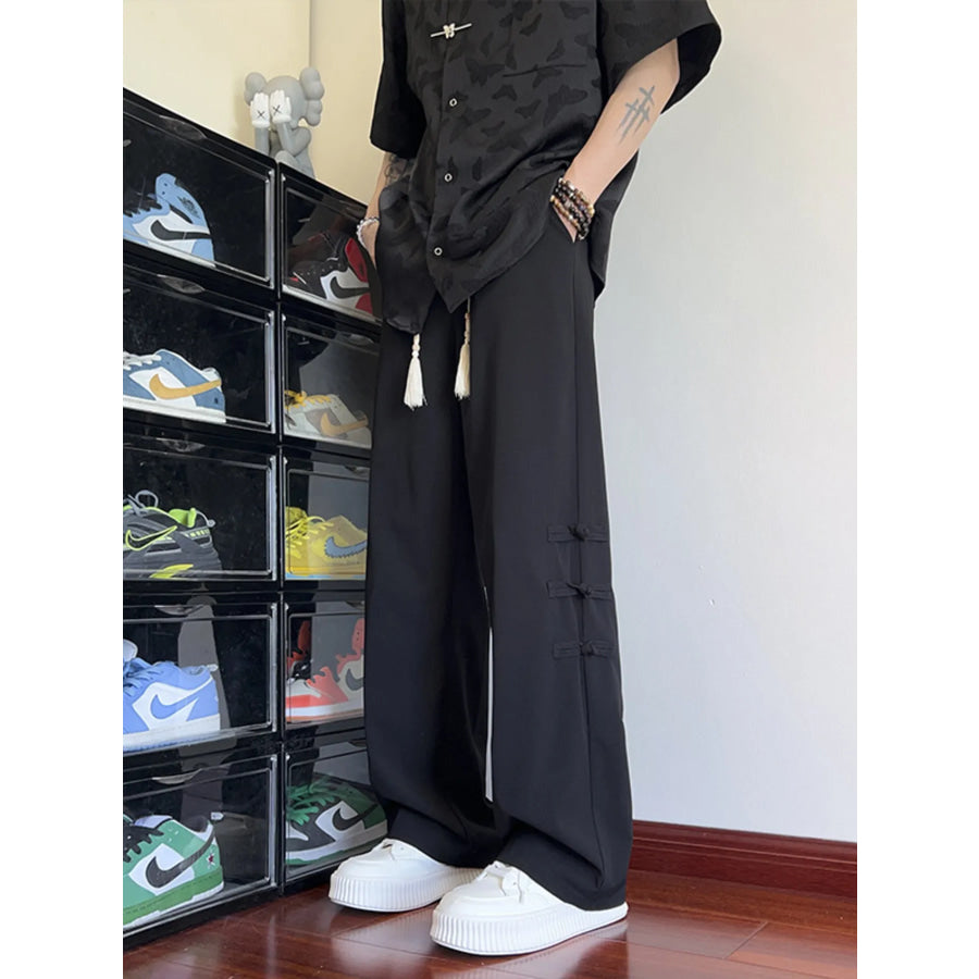 Men’s Plus Size Drawstring Wide Leg Pants Black / M Apparel and Accessories