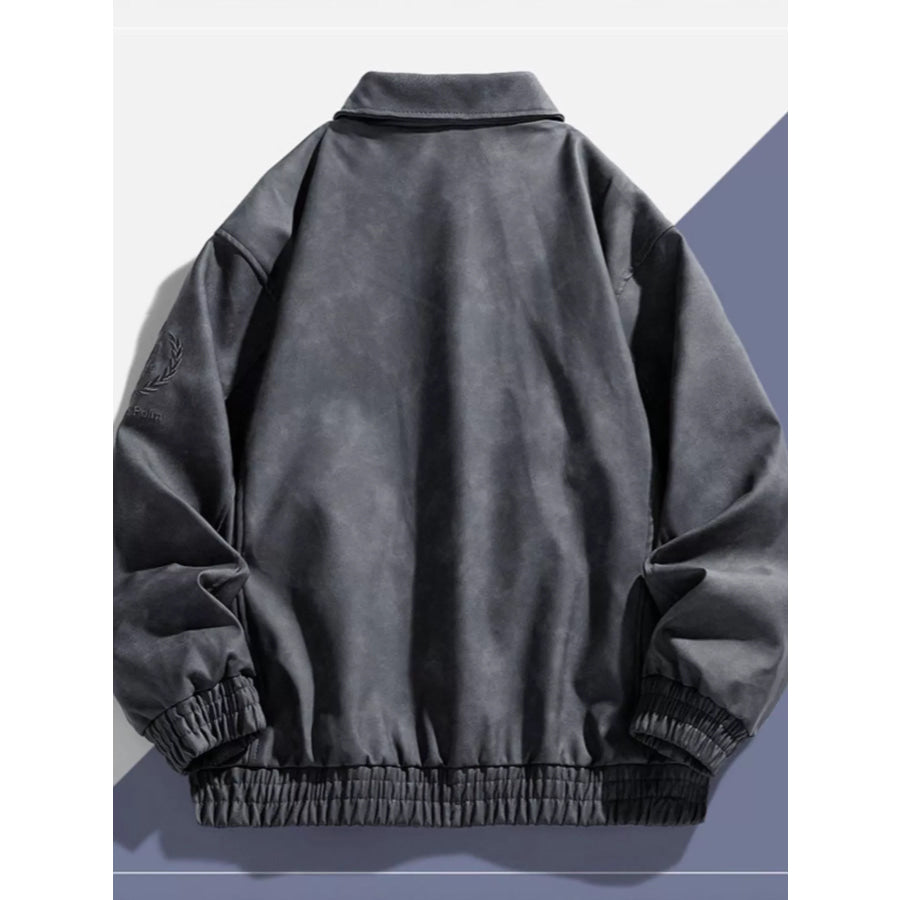 Men’s Plus Size Embroidered Elastic Waist Casual Jacket Apparel and Accessories