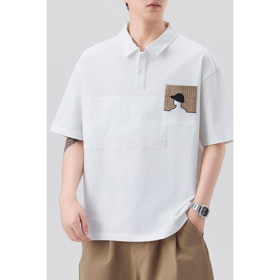 Men’s Plus Size Embroidered Pocket Polo Shirt White / M Apparel and Accessories